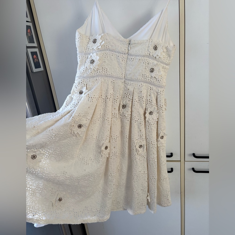 Michael Kors White Eyelet Mini Dress Bridal Cottagecore Romantic Wedding Guest 0 - Picture 7 of 15
